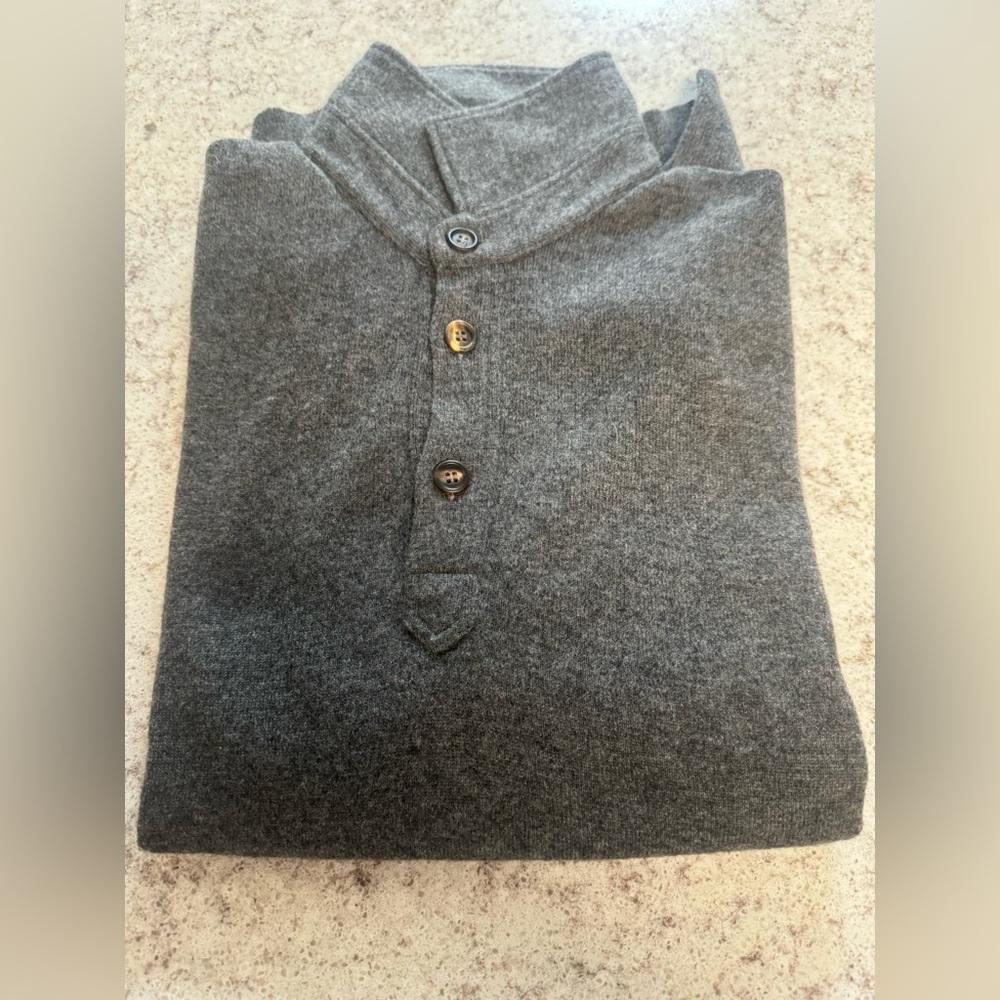 BRUNELLO CUCINELLI Size 52 Grey Knit Wool Cashmere Button Down Pullover